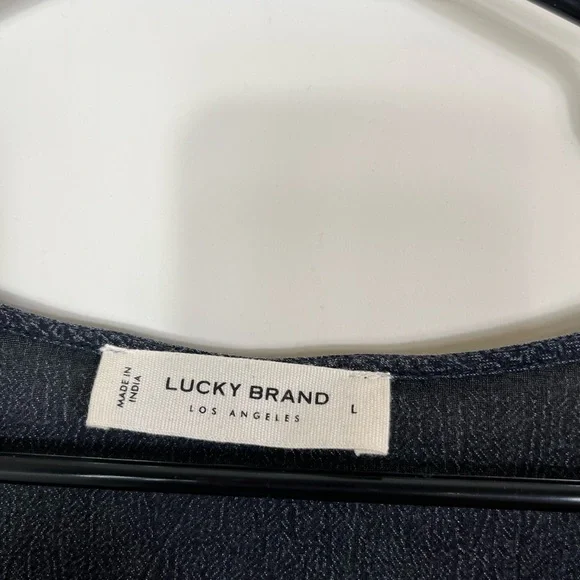 Lucky Brand Embroidered Yoke Long Sleeve Peasant Top Size L - Picture 10 of 12